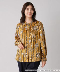 Leilian PLUS HOUSE / レリアンプラスハウス シャツ・ブラウス | 総柄プリントバンドカラーブラウス【ROCHAS Premiere】【RATTI】