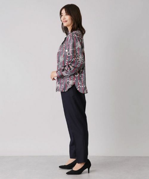 Leilian PLUS HOUSE / レリアンプラスハウス シャツ・ブラウス | 総柄プリントバンドカラーブラウス【ROCHAS Premiere】【RATTI】 | 詳細2