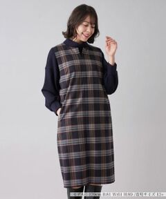 Leilian PLUS HOUSE / レリアンプラスハウス ロング・マキシ丈ワンピース | チェック柄キーネックジャンパースカート