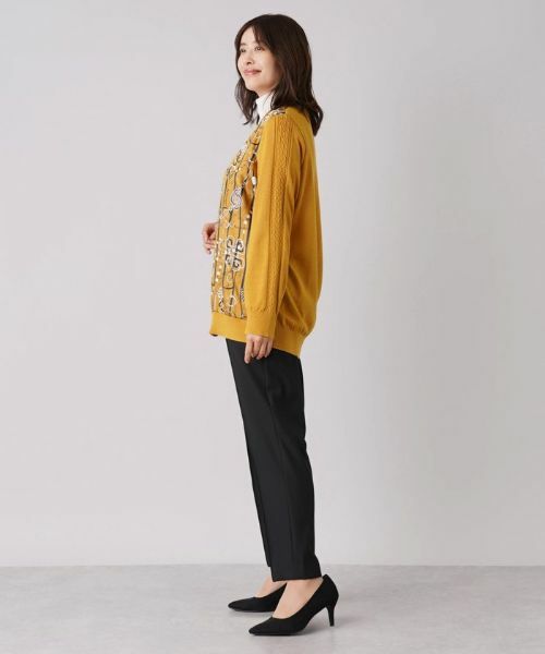 Leilian PLUS HOUSE / レリアンプラスハウス カーディガン・ボレロ | プリント切替Vネックカーディガン【ROCHAS Premiere】【RATTI】 | 詳細2