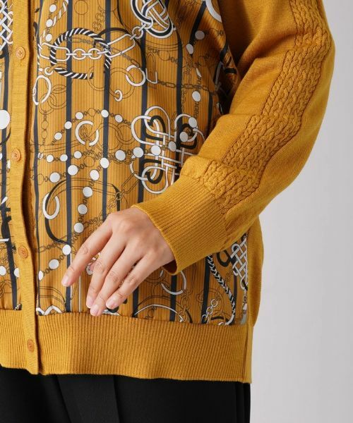 Leilian PLUS HOUSE / レリアンプラスハウス カーディガン・ボレロ | プリント切替Vネックカーディガン【ROCHAS Premiere】【RATTI】 | 詳細9