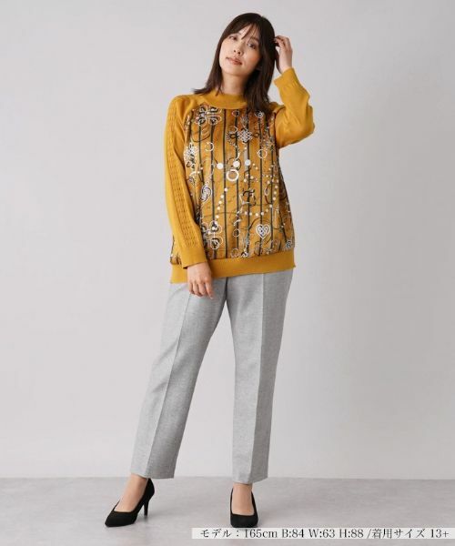 Leilian PLUS HOUSE / レリアンプラスハウス ニット・セーター | プリント切替ハイネックニット【ROCHAS Premiere】【RATTI】 | 詳細1