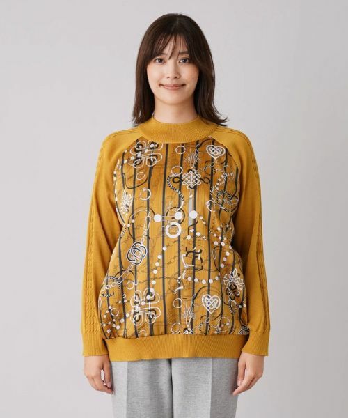 Leilian PLUS HOUSE / レリアンプラスハウス ニット・セーター | プリント切替ハイネックニット【ROCHAS Premiere】【RATTI】 | 詳細4