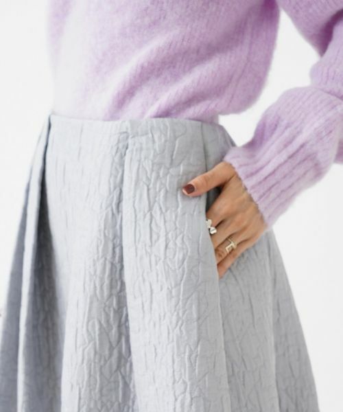 Leilian PLUS HOUSE / レリアンプラスハウス ミニ・ひざ丈スカート | エンボス風ロングフレアスカート【NEMIKA】 | 詳細10