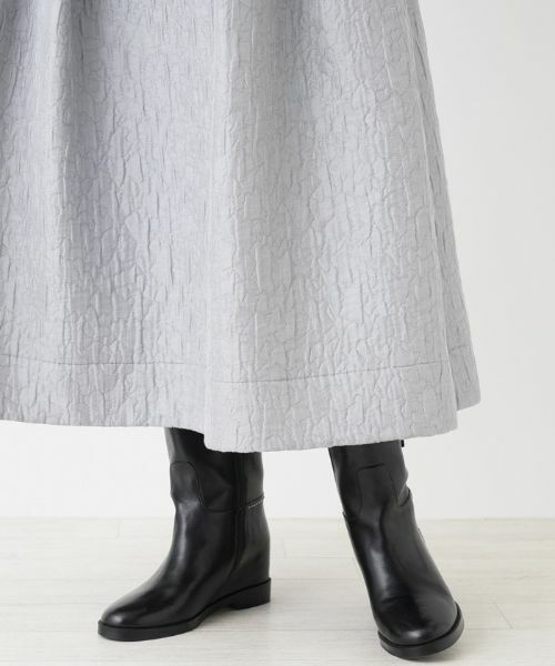 Leilian PLUS HOUSE / レリアンプラスハウス ミニ・ひざ丈スカート | エンボス風ロングフレアスカート【NEMIKA】 | 詳細12