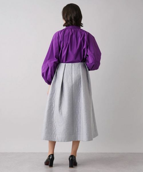 Leilian PLUS HOUSE / レリアンプラスハウス ミニ・ひざ丈スカート | エンボス風ロングフレアスカート【NEMIKA】 | 詳細3