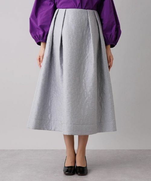 Leilian PLUS HOUSE / レリアンプラスハウス ミニ・ひざ丈スカート | エンボス風ロングフレアスカート【NEMIKA】 | 詳細4