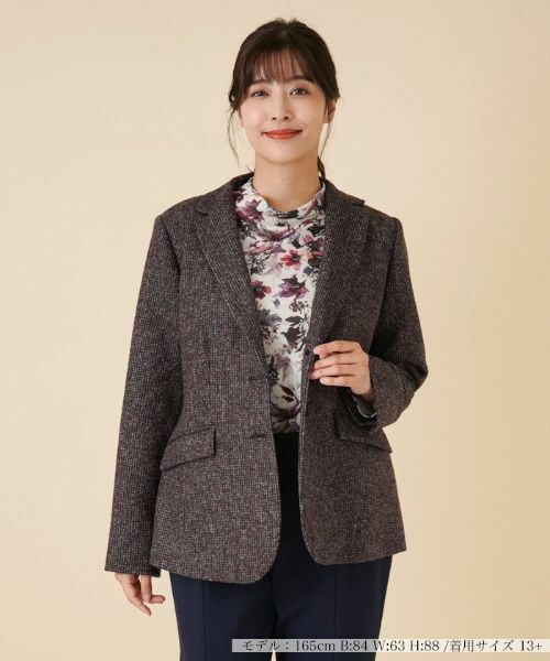 Leilian PLUS HOUSE / レリアンプラスハウス テーラードジャケット | 【店頭人気】ツイードブレザー（ボルドー）