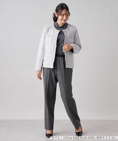 Leilian PLUS HOUSE / レリアンプラスハウス テーラードジャケット | ブレードチュールノーカラーキルトジャケット | 詳細1