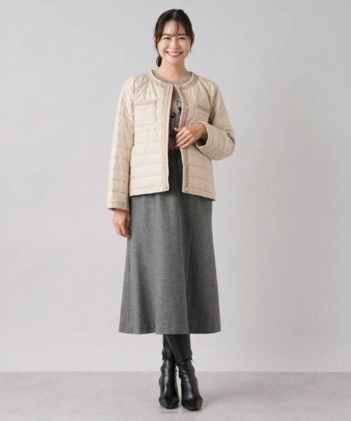 Leilian PLUS HOUSE / レリアンプラスハウス テーラードジャケット | ブレードチュールノーカラーキルトジャケット | 詳細12
