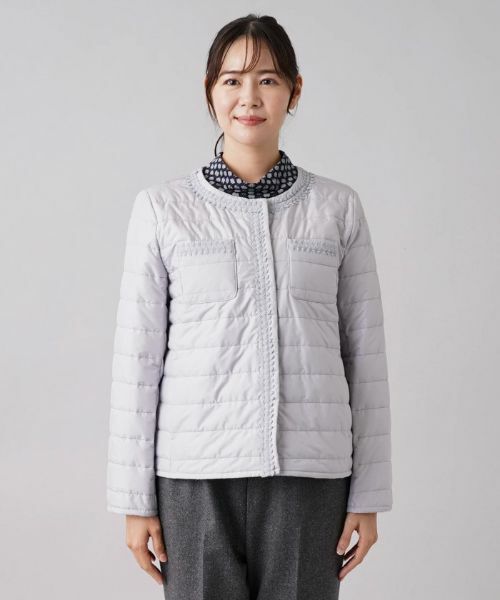 Leilian PLUS HOUSE / レリアンプラスハウス テーラードジャケット | ブレードチュールノーカラーキルトジャケット | 詳細4