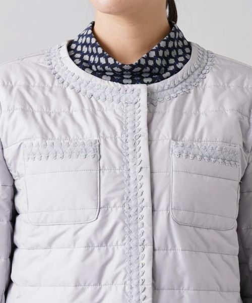 Leilian PLUS HOUSE / レリアンプラスハウス テーラードジャケット | ブレードチュールノーカラーキルトジャケット | 詳細7