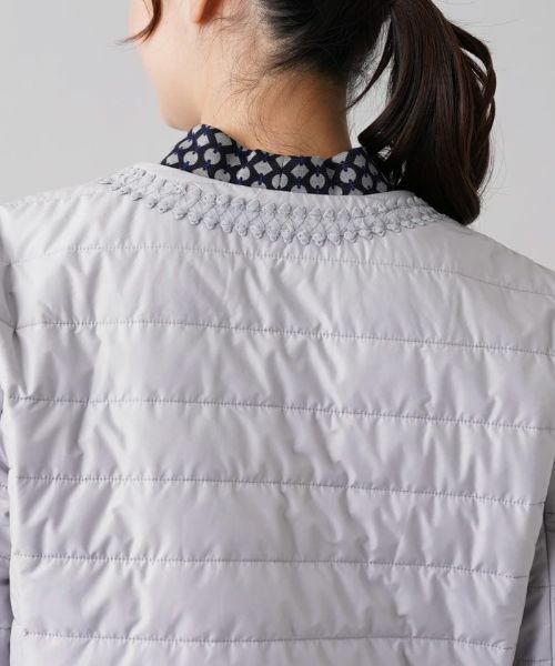 Leilian PLUS HOUSE / レリアンプラスハウス テーラードジャケット | ブレードチュールノーカラーキルトジャケット | 詳細8