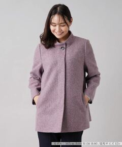 Leilian PLUS HOUSE / レリアンプラスハウス その他アウター | ツイード比翼スタンドカラーハーフコート【JOHNSTONS】