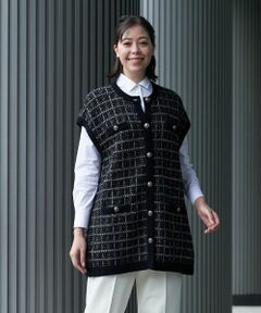 Leilian PLUS HOUSE / レリアンプラスハウス テーラードジャケット | ツイード風ニットベスト