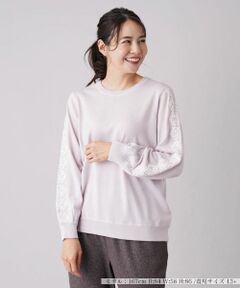 Leilian PLUS HOUSE / レリアンプラスハウス ニット・セーター | レーススリーブクルーネックニット【NEMIKA】