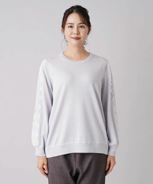 Leilian PLUS HOUSE / レリアンプラスハウス ニット・セーター | レーススリーブクルーネックニット【NEMIKA】 | 詳細4