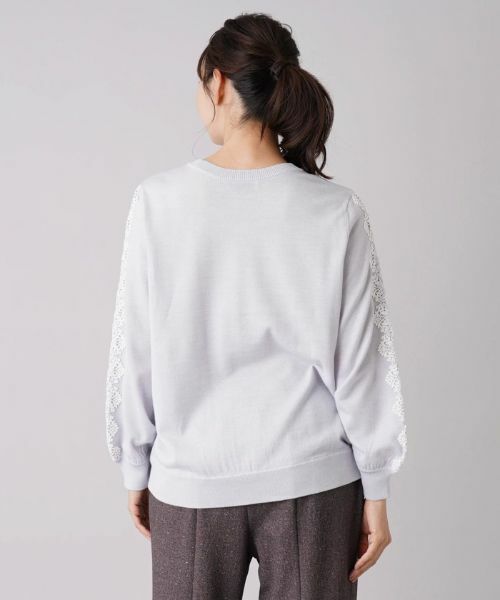 Leilian PLUS HOUSE / レリアンプラスハウス ニット・セーター | レーススリーブクルーネックニット【NEMIKA】 | 詳細6