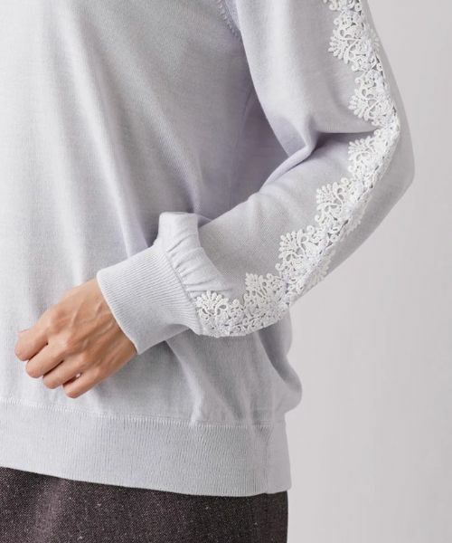 Leilian PLUS HOUSE / レリアンプラスハウス ニット・セーター | レーススリーブクルーネックニット【NEMIKA】 | 詳細9