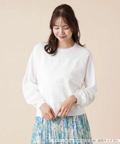 Leilian PLUS HOUSE / レリアンプラスハウス 花柄フレンチスリーブニット【Leilian WHITE LABEL】 花柄フレンチスリーブニット【Leilian WHITE LABEL】|レリアン