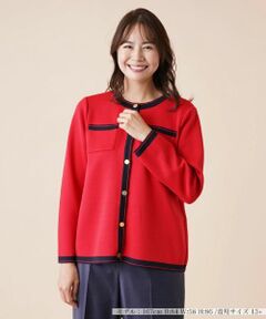 Leilian PLUS HOUSE / レリアンプラスハウス ニット・セーター | 配色トリムクルーネックカーディガン