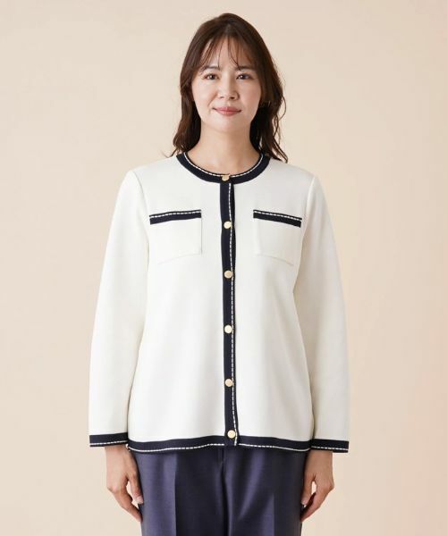 Leilian PLUS HOUSE / レリアンプラスハウス ニット・セーター | 配色トリムクルーネックカーディガン | 詳細4