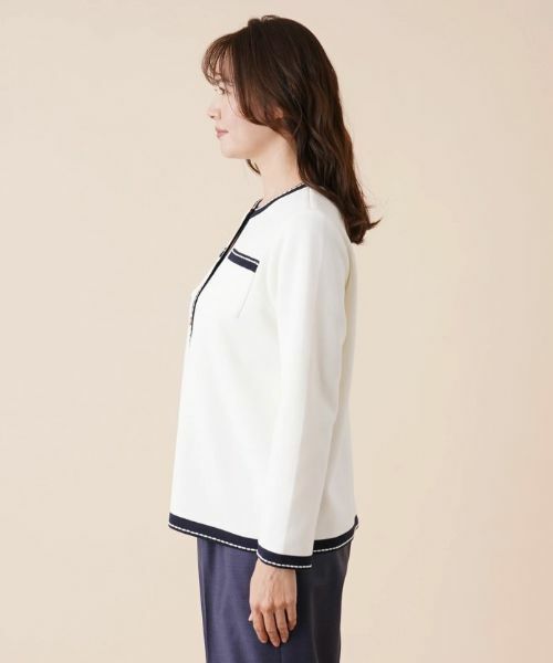 Leilian PLUS HOUSE / レリアンプラスハウス ニット・セーター | 配色トリムクルーネックカーディガン | 詳細5