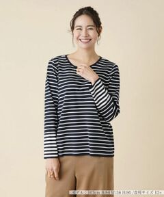 Leilian PLUS HOUSE / レリアンプラスハウス ニット・セーター | 【店舗人気】ボーダー切替クルーネックニット