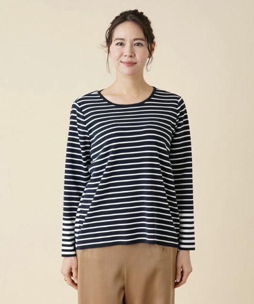 Leilian PLUS HOUSE / レリアンプラスハウス ニット・セーター | 【店舗人気】ボーダー切替クルーネックニット | 詳細4