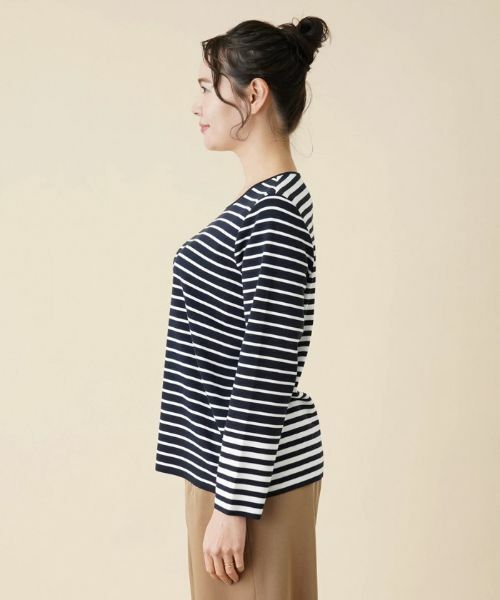 Leilian PLUS HOUSE / レリアンプラスハウス ニット・セーター | 【店舗人気】ボーダー切替クルーネックニット | 詳細5