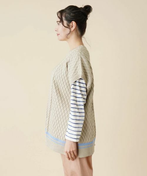 Leilian PLUS HOUSE / レリアンプラスハウス テーラードジャケット | 編地切替ニットベスト【MUSE BY ROCHAS Premiere】 | 詳細5