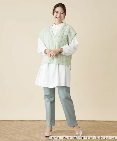 Leilian PLUS HOUSE / レリアンプラスハウス テーラードジャケット | Vネックニットベスト | 詳細1