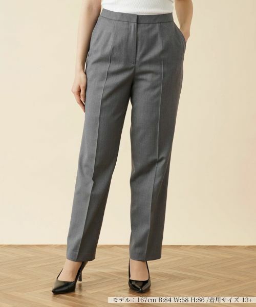 Leilian PLUS HOUSE/レリアンプラスハウス センタープレスパンツ チャコール系 13+ Leilian PLUS HOUSE/レリアンプラスハウス センタープレスパンツ チャコール系 13+