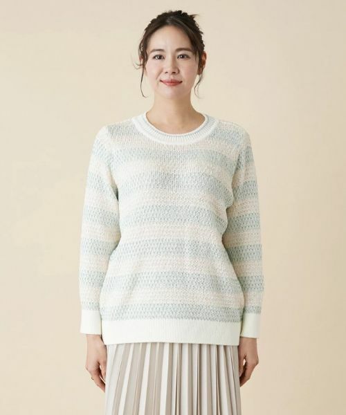 Leilian PLUS HOUSE / レリアンプラスハウス ニット・セーター | ボーダークルーネックニット | 詳細4