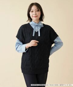Leilian PLUS HOUSE / レリアンプラスハウス テーラードジャケット | ケーブル編みVネックニットベスト【プラス企画】