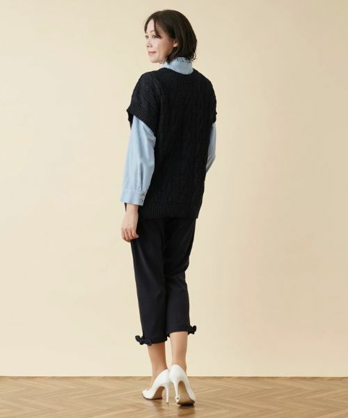 Leilian PLUS HOUSE / レリアンプラスハウス テーラードジャケット | ケーブル編みVネックニットベスト【プラス企画】 | 詳細5