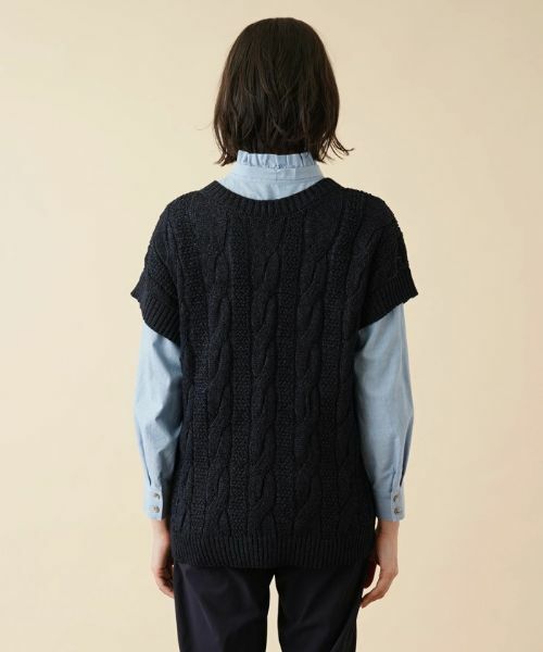 Leilian PLUS HOUSE / レリアンプラスハウス テーラードジャケット | ケーブル編みVネックニットベスト【プラス企画】 | 詳細8
