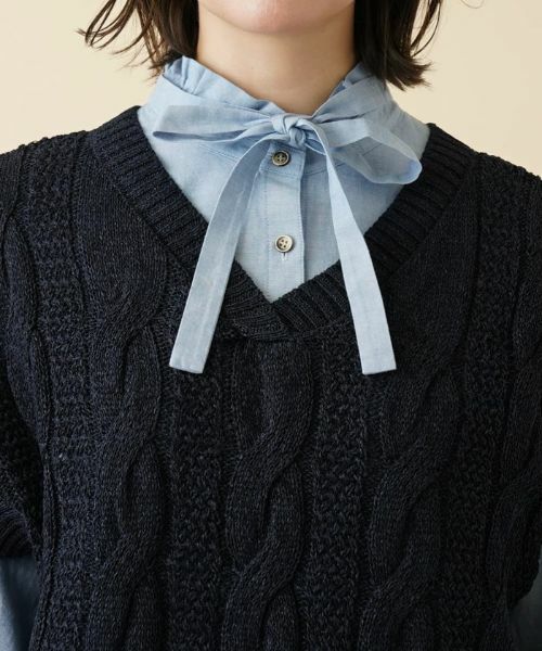 Leilian PLUS HOUSE / レリアンプラスハウス テーラードジャケット | ケーブル編みVネックニットベスト【プラス企画】 | 詳細9