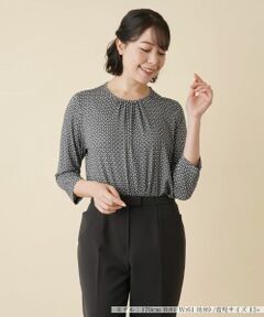 Leilian PLUS HOUSE / レリアンプラスハウス カットソー | 幾何学柄ギャザーブラウス【プラス企画】