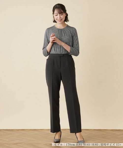 Leilian PLUS HOUSE / レリアンプラスハウス カットソー | 幾何学柄ギャザーブラウス【プラス企画】 | 詳細1