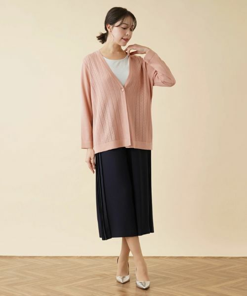 Leilian PLUS HOUSE / レリアンプラスハウス カーディガン・ボレロ | 柄編みVネックカーディガン【ROCHAS Premiere】 | 詳細11