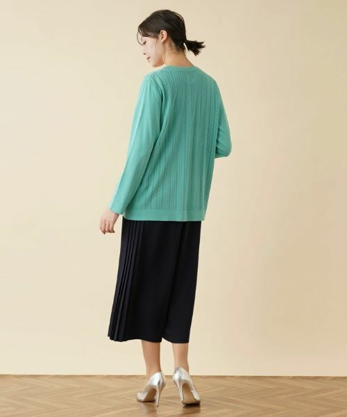 Leilian PLUS HOUSE / レリアンプラスハウス カーディガン・ボレロ | 柄編みVネックカーディガン【ROCHAS Premiere】 | 詳細3