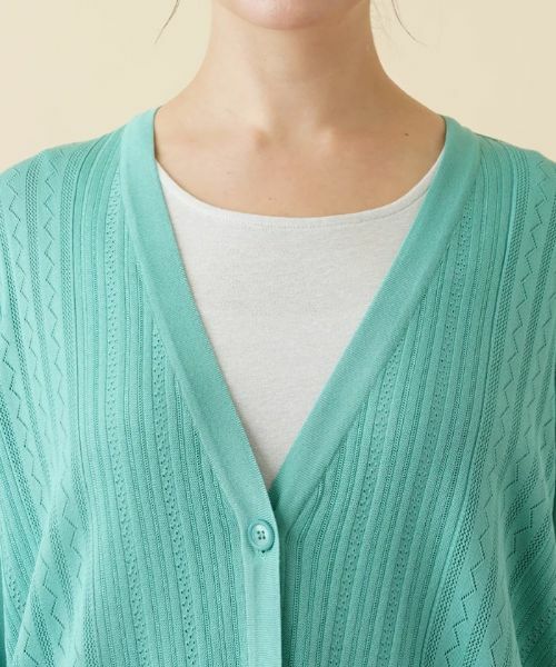 Leilian PLUS HOUSE / レリアンプラスハウス カーディガン・ボレロ | 柄編みVネックカーディガン【ROCHAS Premiere】 | 詳細7
