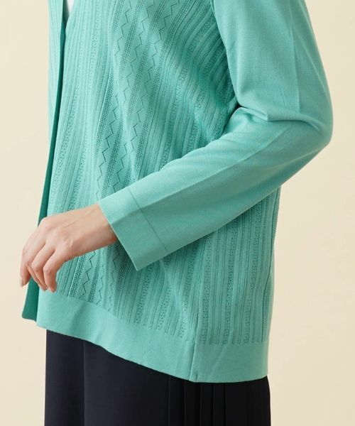 Leilian PLUS HOUSE / レリアンプラスハウス カーディガン・ボレロ | 柄編みVネックカーディガン【ROCHAS Premiere】 | 詳細9