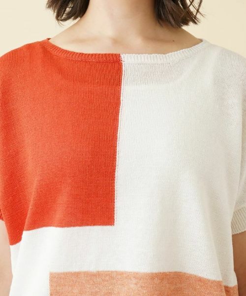 Leilian PLUS HOUSE / レリアンプラスハウス ニット・セーター | カラーブロッククルーネックニット【HAND】 | 詳細10