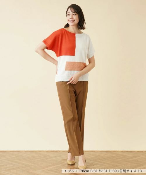 Leilian PLUS HOUSE / レリアンプラスハウス ニット・セーター | カラーブロッククルーネックニット【HAND】 | 詳細4