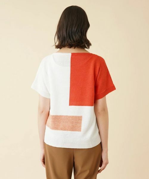 Leilian PLUS HOUSE / レリアンプラスハウス ニット・セーター | カラーブロッククルーネックニット【HAND】 | 詳細9