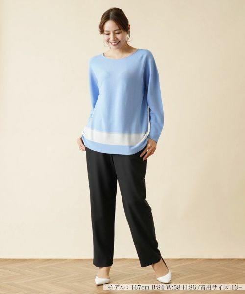 Leilian PLUS HOUSE / レリアンプラスハウス ニット・セーター | ラインラウンドネックニット | 詳細1