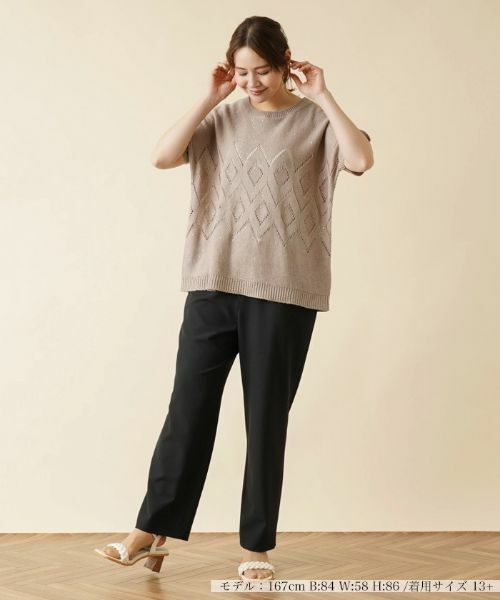 Leilian PLUS HOUSE / レリアンプラスハウス ニット・セーター | スパンコール透かし編みニット【LE TRICOT PERUGIA】 | 詳細1