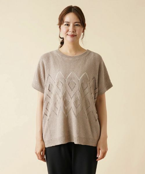 Leilian PLUS HOUSE / レリアンプラスハウス ニット・セーター | スパンコール透かし編みニット【LE TRICOT PERUGIA】 | 詳細4